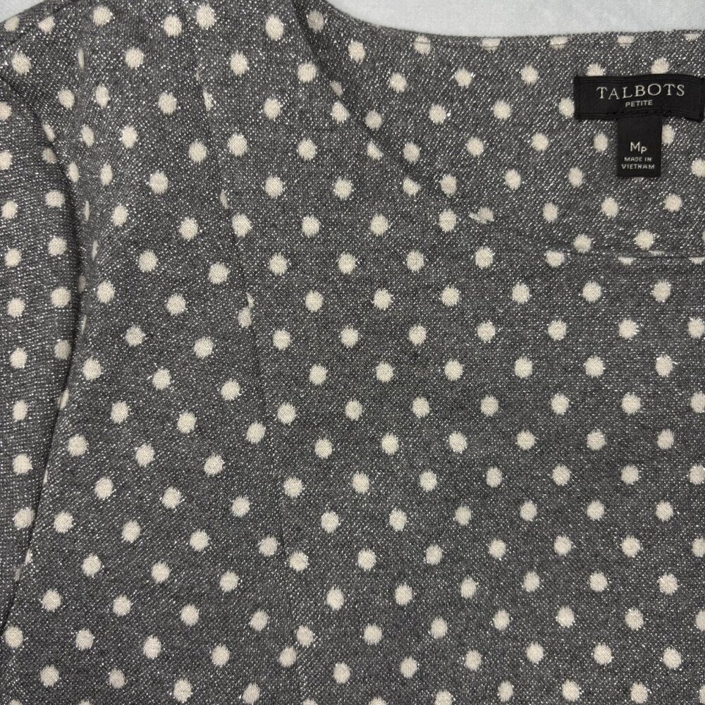 Talbots Petite Medium Silver Gray Pullover Polka … - image 2